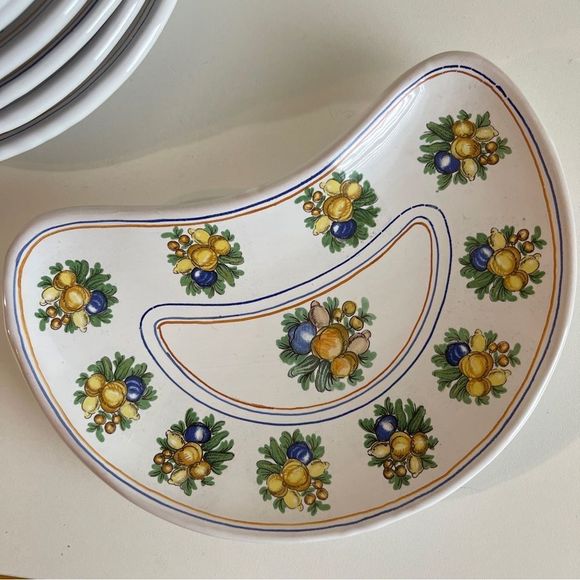 Cantagalli Firenze Pottery Bread Salad Plate Vegetables Fruit Florence Italy TWO - Picture 3 of 15